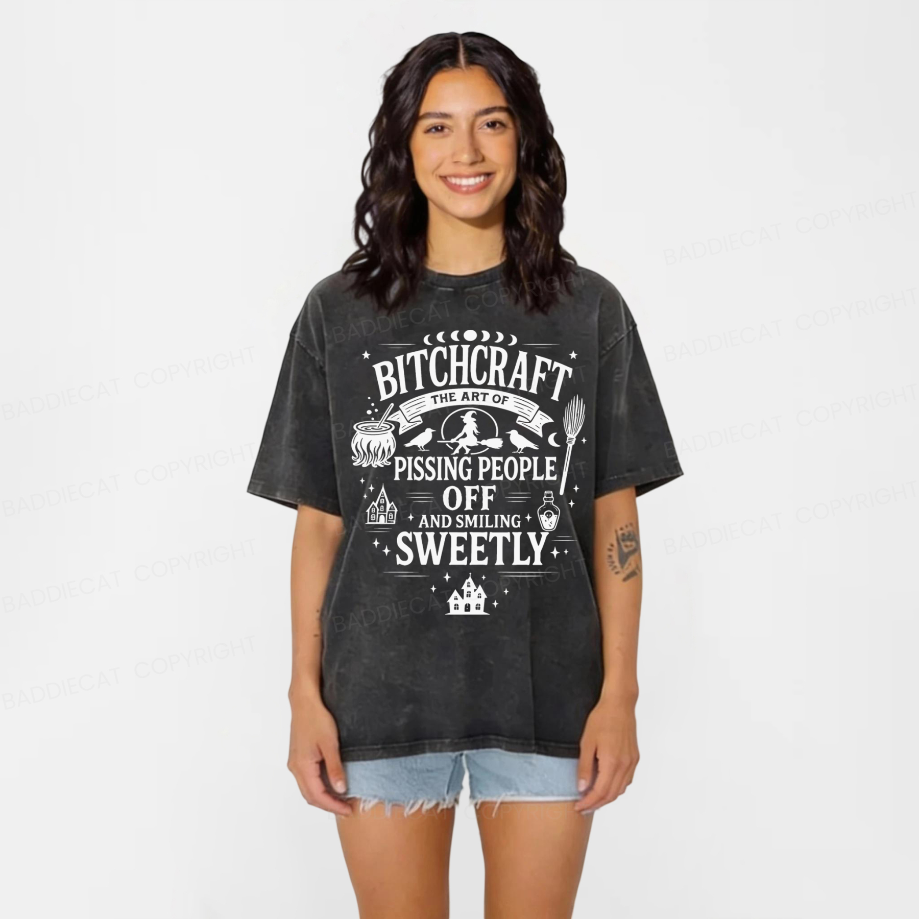 Baddiecat Bitchcraft Pissing People Off Washed T-shirt