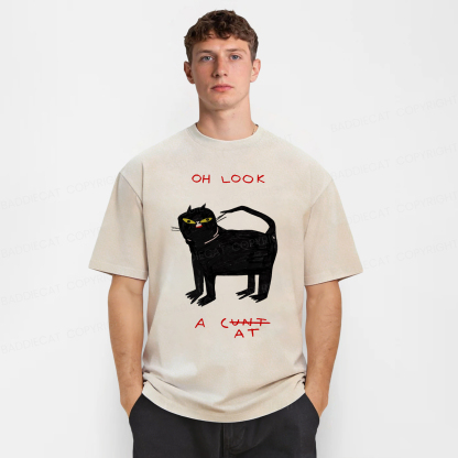Baddiecat Funny Cat Oh Look Washed T-shirt