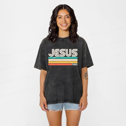 Baddiecat Jesus Is King Washed T-shirt