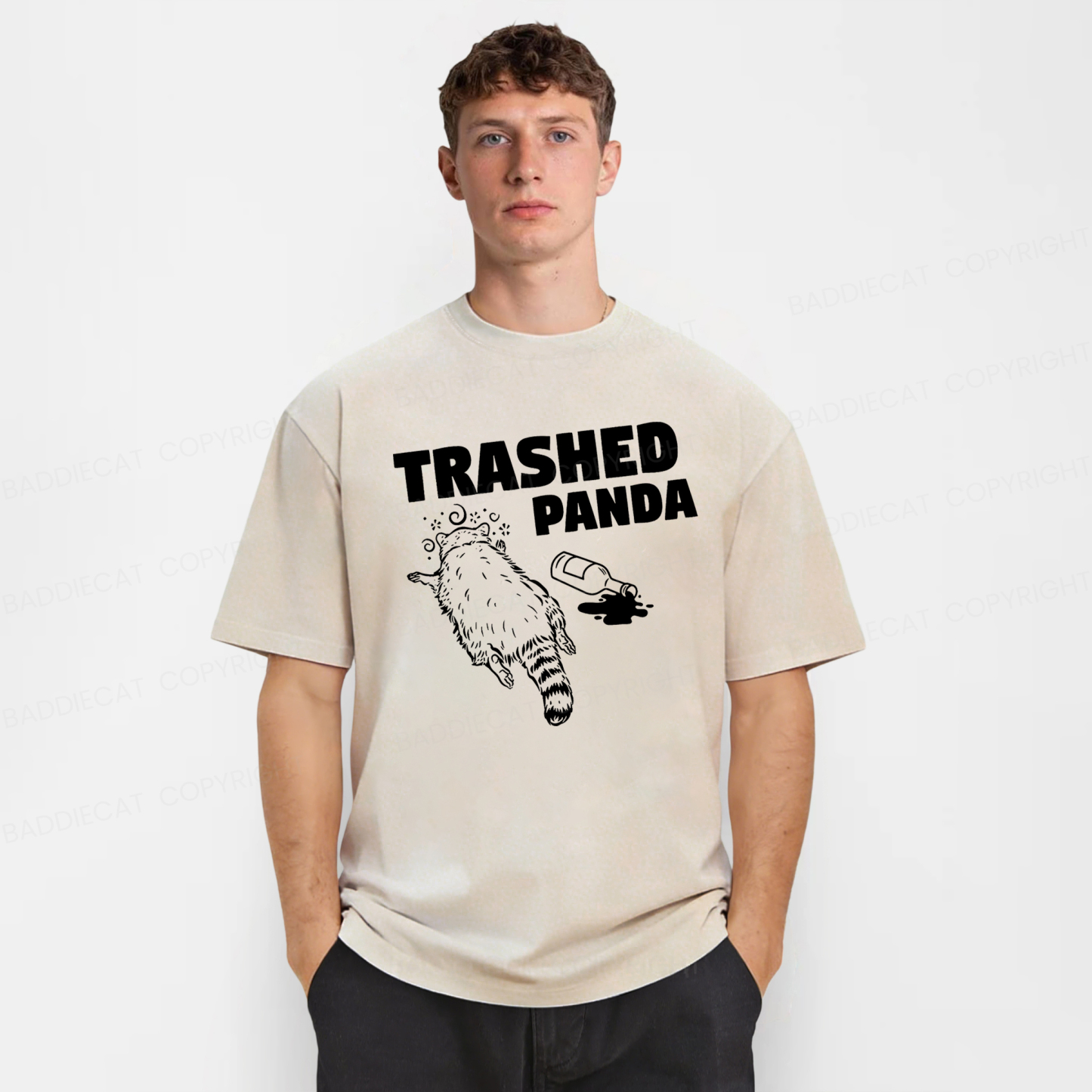 Baddiecat Funny Trashed Panda Racoon Gets Drunk  Washed T-shirt