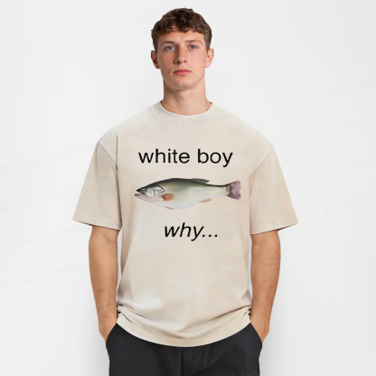 Baddiecat White Boy Fish Washed T-shirt