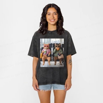 Baddiecat Hey Cool Cats Washed T-shirt
