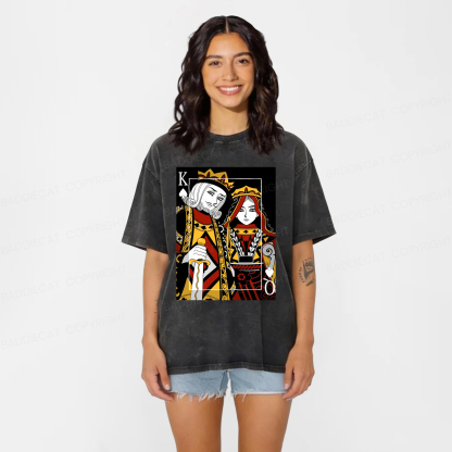 Baddiecat King And Queen Poker Washed T-shirt