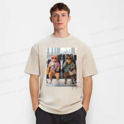 Baddiecat Hey Cool Cats Washed T-shirt