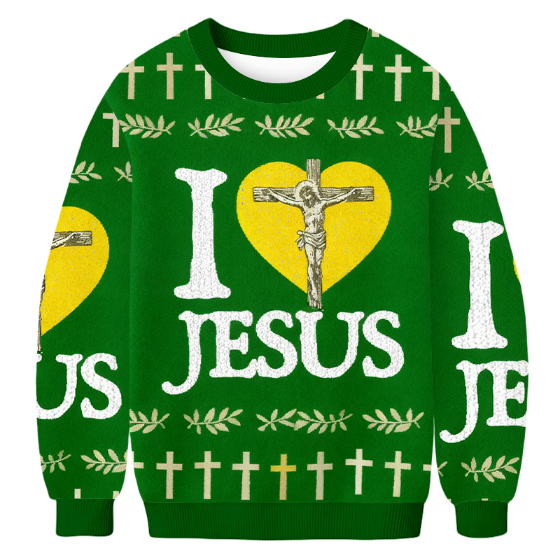 Baddiecat I Love Jesus Christmas Ugly Sweatshirt