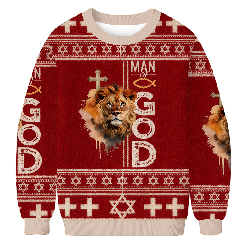 Baddiecat Man Of God Christmas Ugly Sweatshirt