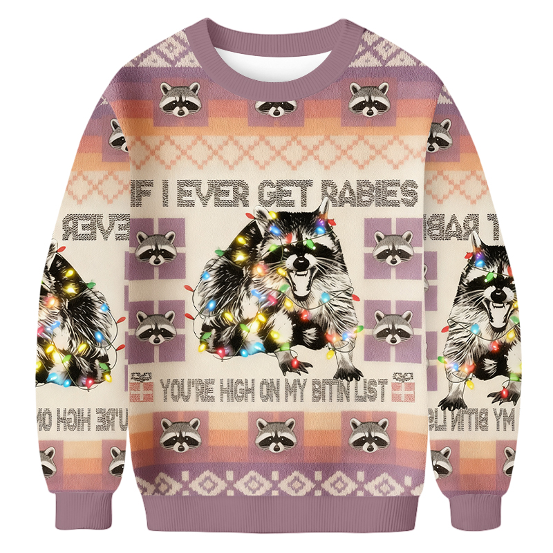 Baddiecat Raccoon Christmas Ugly Sweatshirt