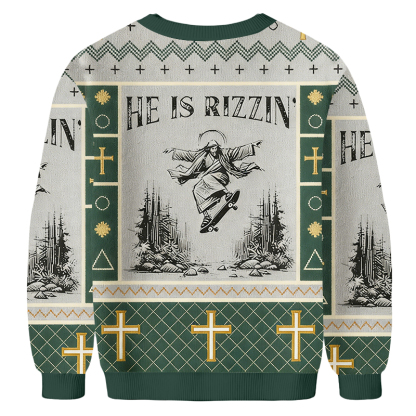 Baddiecat Funny Jesus Skateboard Ugly Sweatshirt