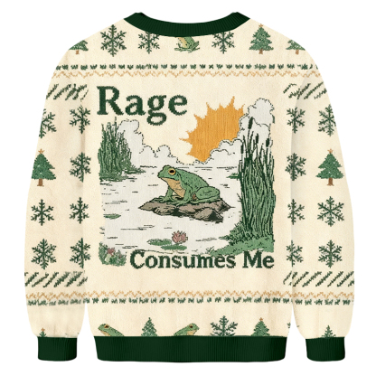 Baddiecat Rage Consumes Me Christmas Ugly Sweatshirt