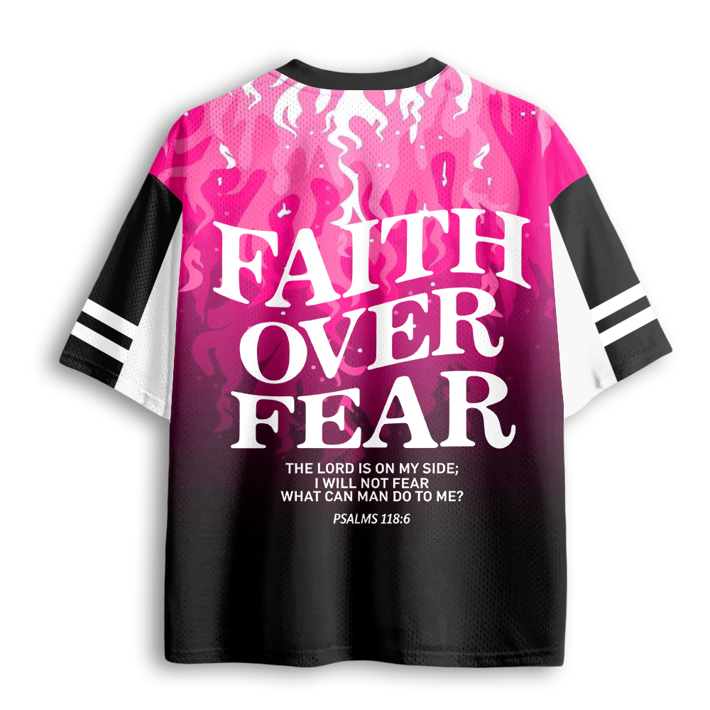 Baddiecat Christian Faith Overcomes Fear Mesh Jersey