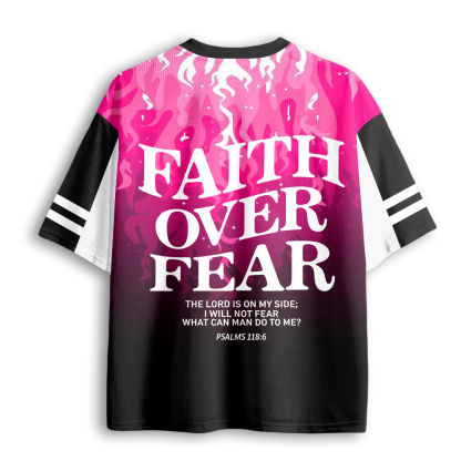 Baddiecat Christian Faith Overcomes Fear Mesh Jersey