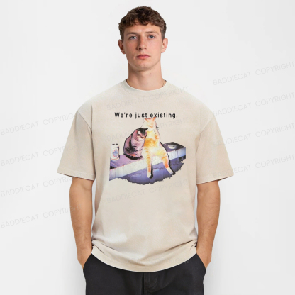 Baddiecat Cats We Are Just Existing Washed T-shirt
