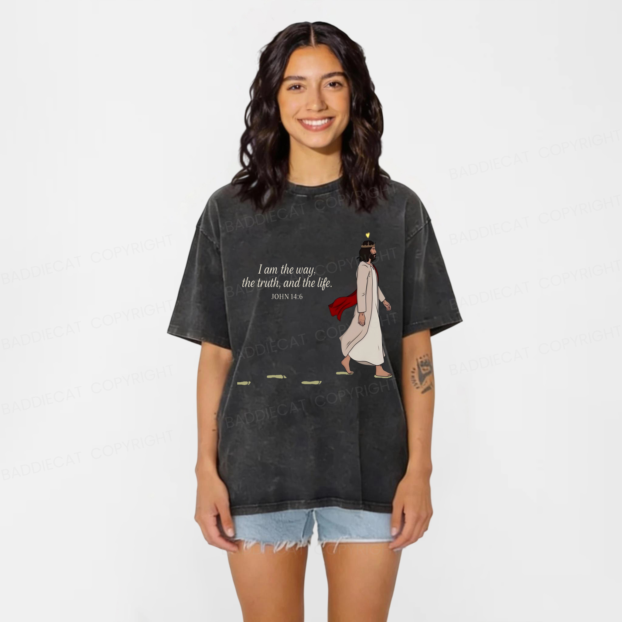 Baddiecat Jesus The Way The Truth The Life Washed T-shirt