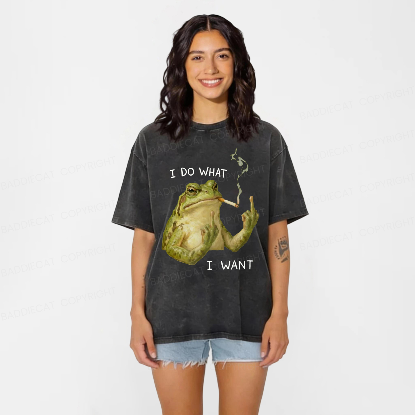 Baddiecat I Do What I Want Washed T-shirt