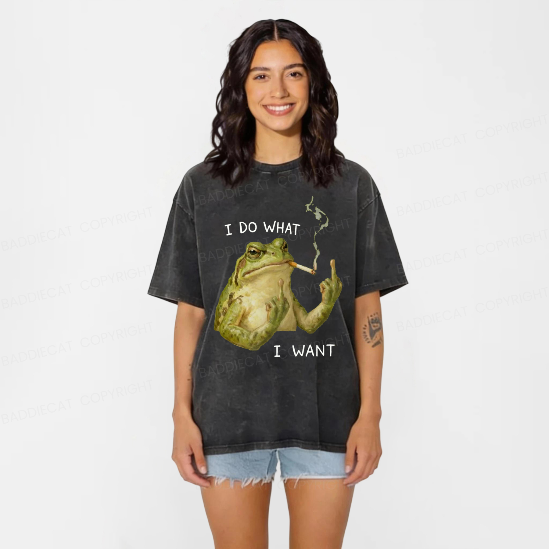 Baddiecat I Do What I Want Washed T-shirt