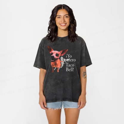 Baddiecat Taco Bell Dog Washed T-shirt