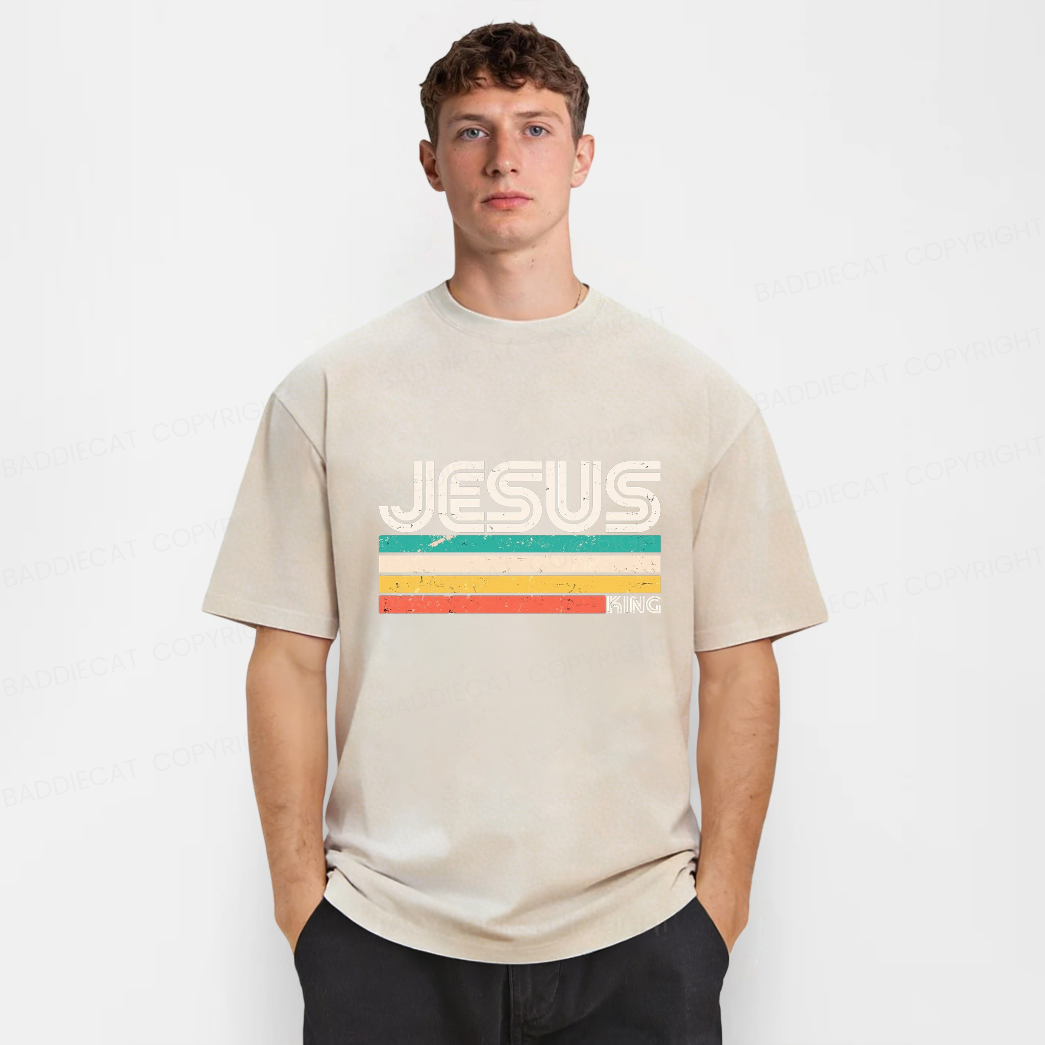 Baddiecat Jesus Is King Washed T-shirt