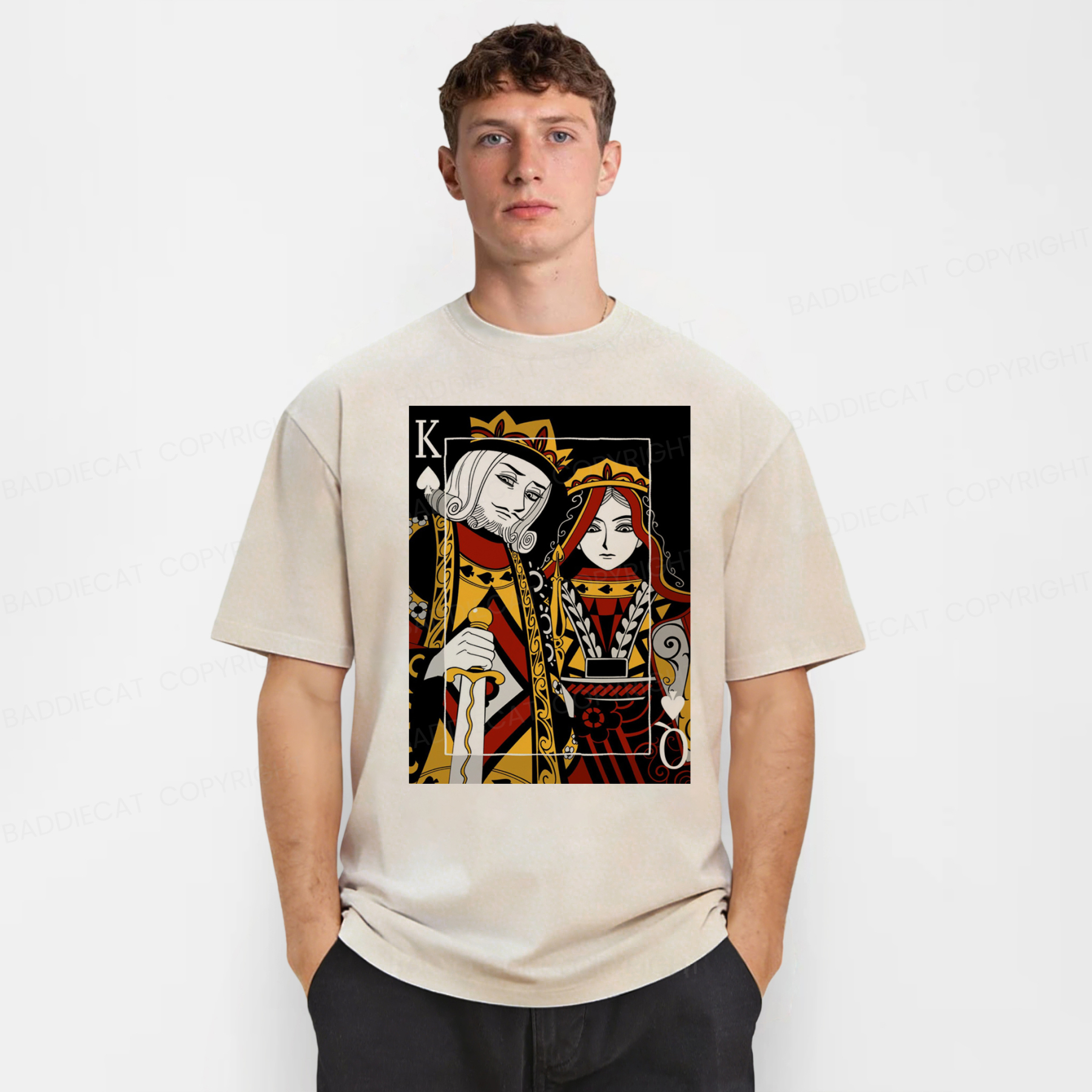 Baddiecat King And Queen Poker Washed T-shirt