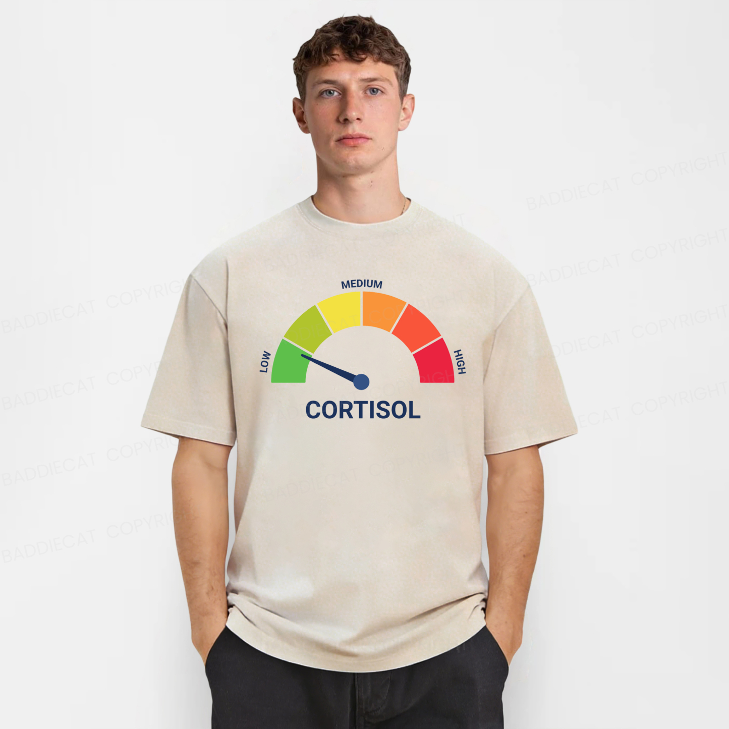 Baddiecat No Cortisol Spikes Here Washed T-shirt