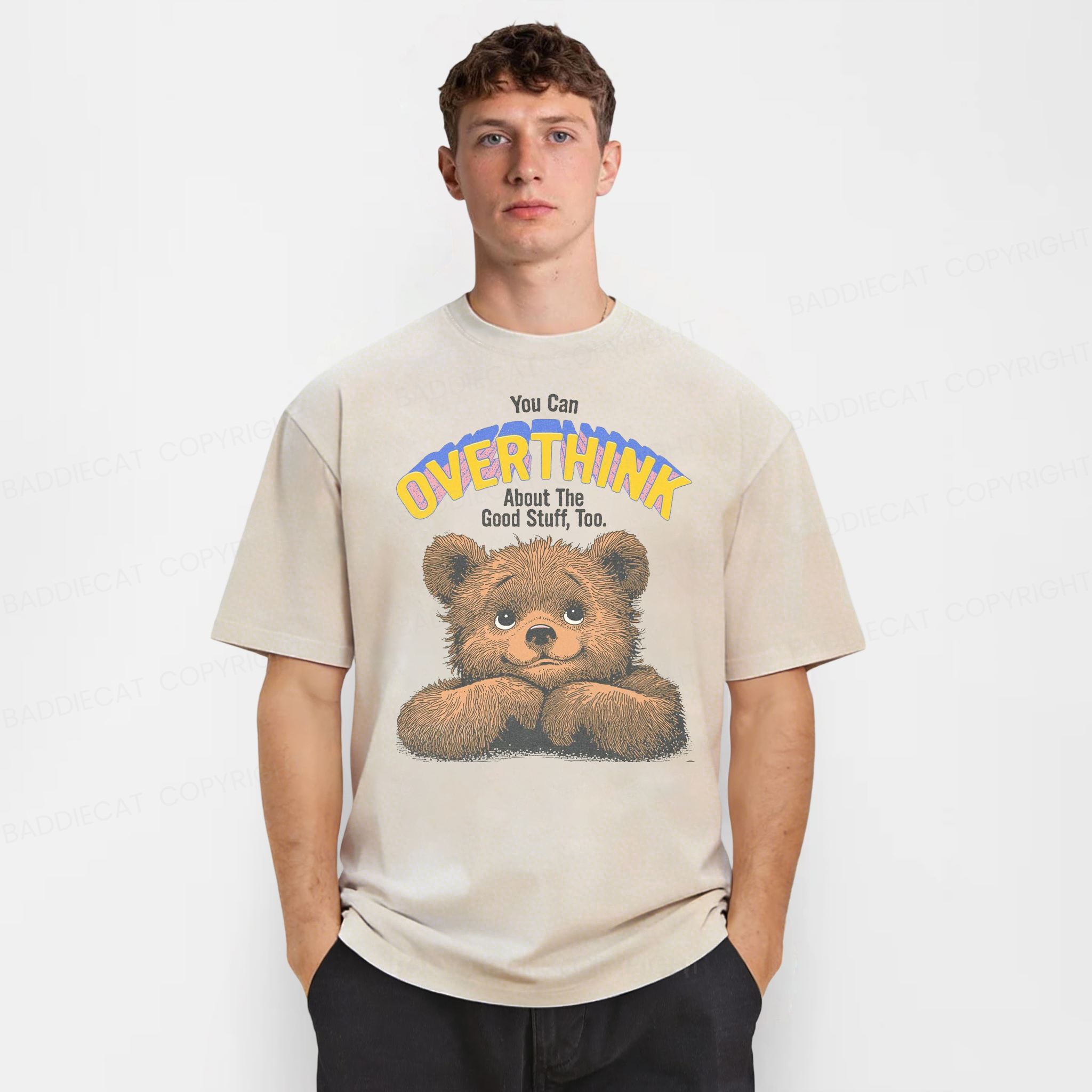 Baddiecat You Can Overthink About The Good Stuff Too Washed T-shirt