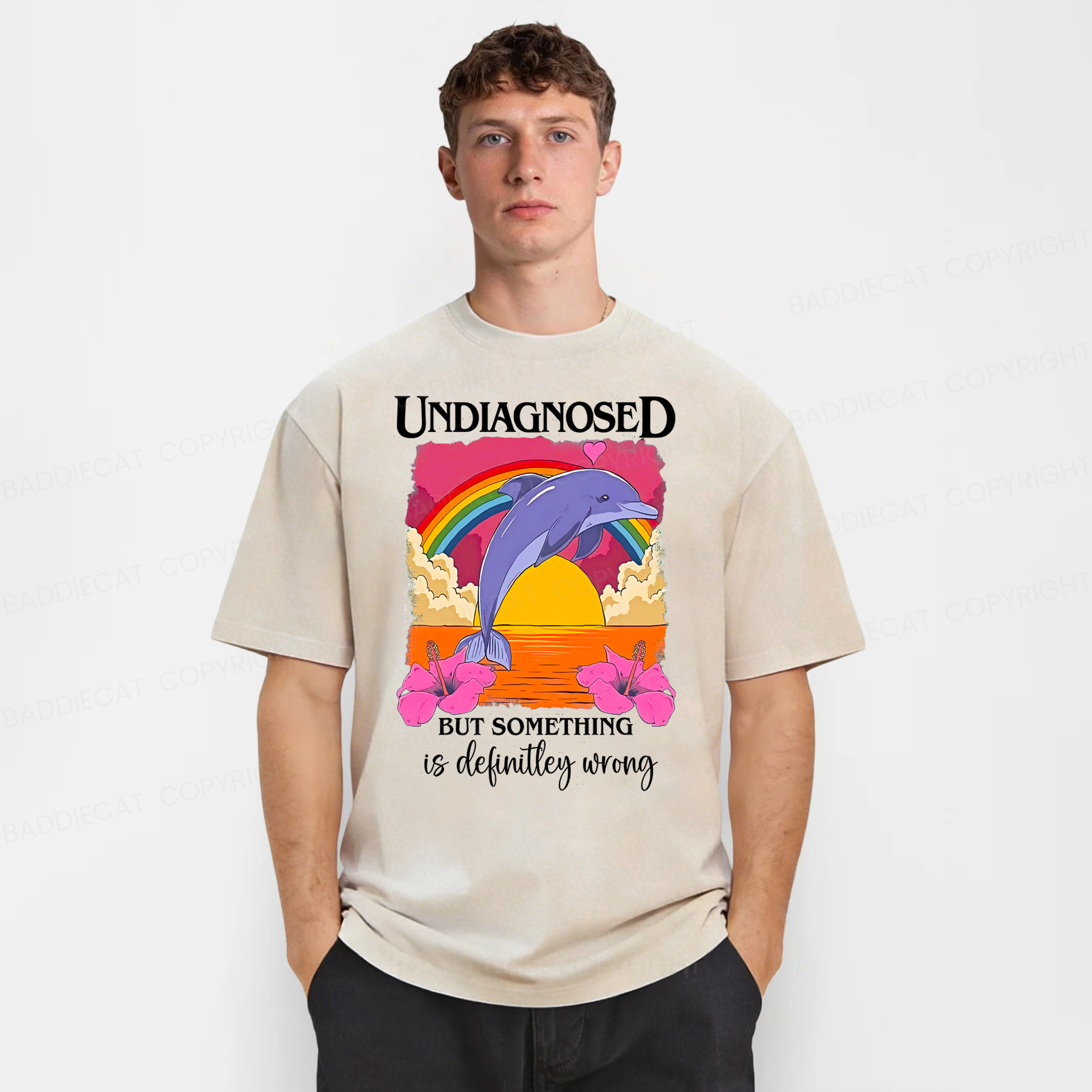 Baddiecat Undiagnosed Dolphin But Something Is Wrong Washed T-shirt