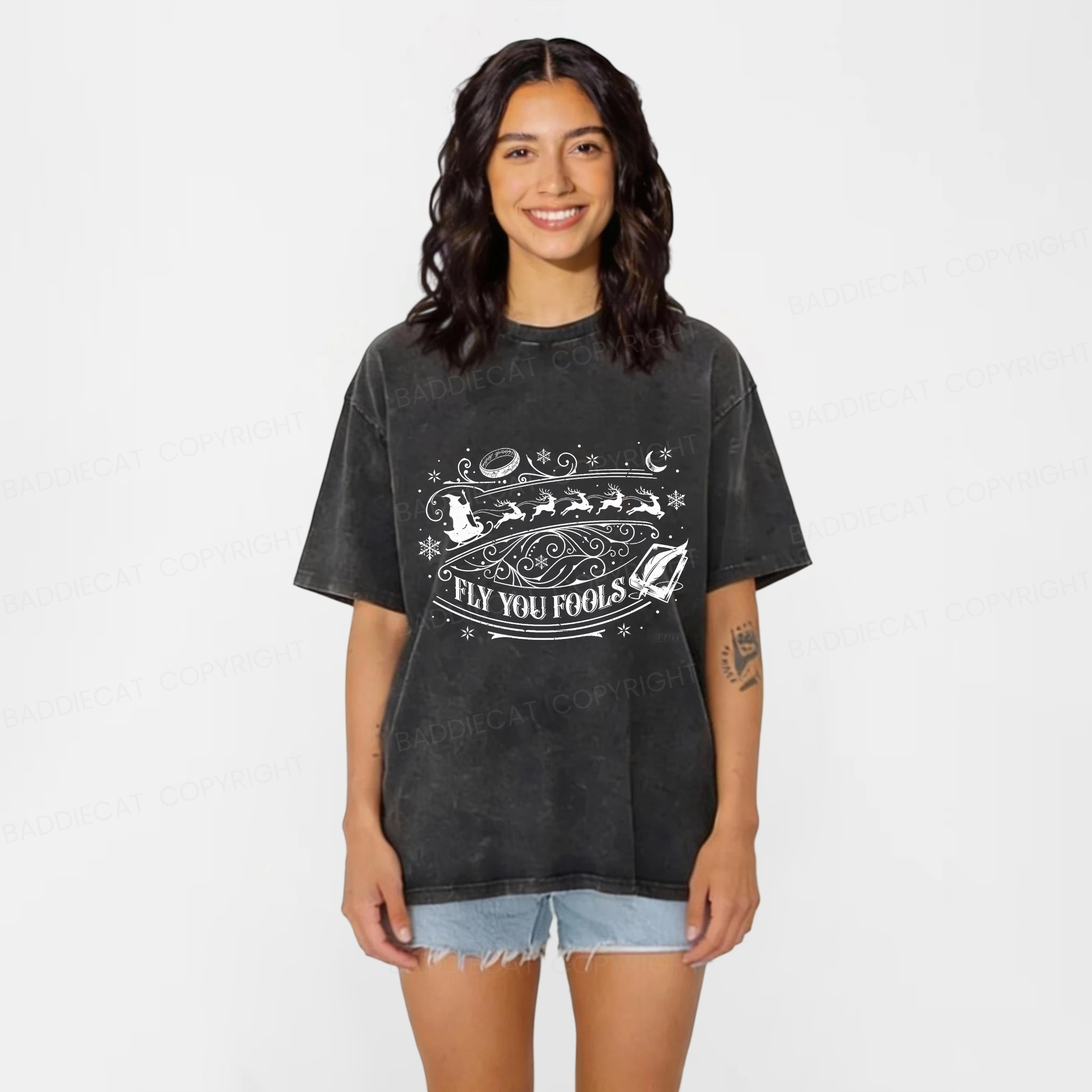 Baddiecat LOT Ring Fly You Fools Washed T-shirt
