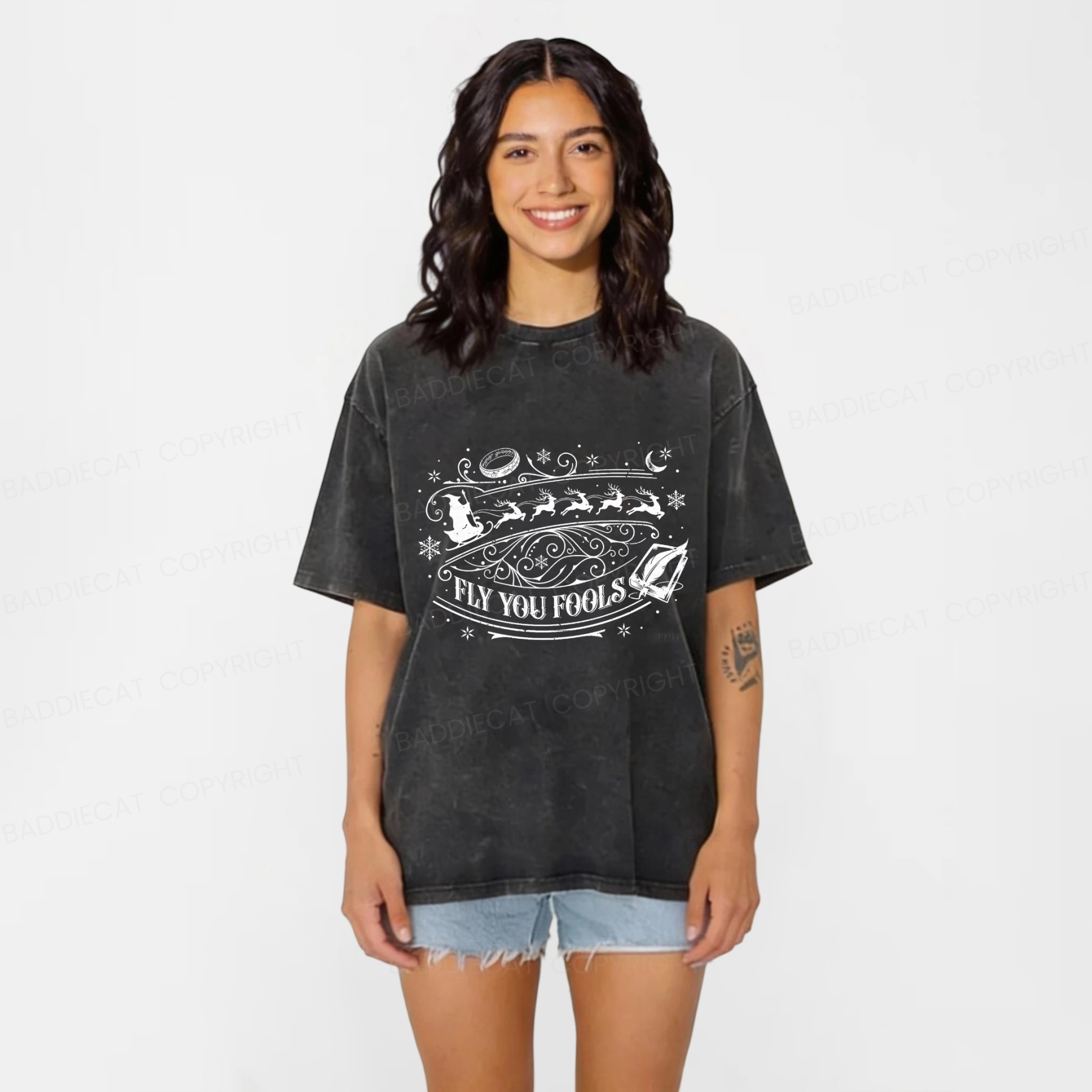Baddiecat LOT Ring Fly You Fools Washed T-shirt