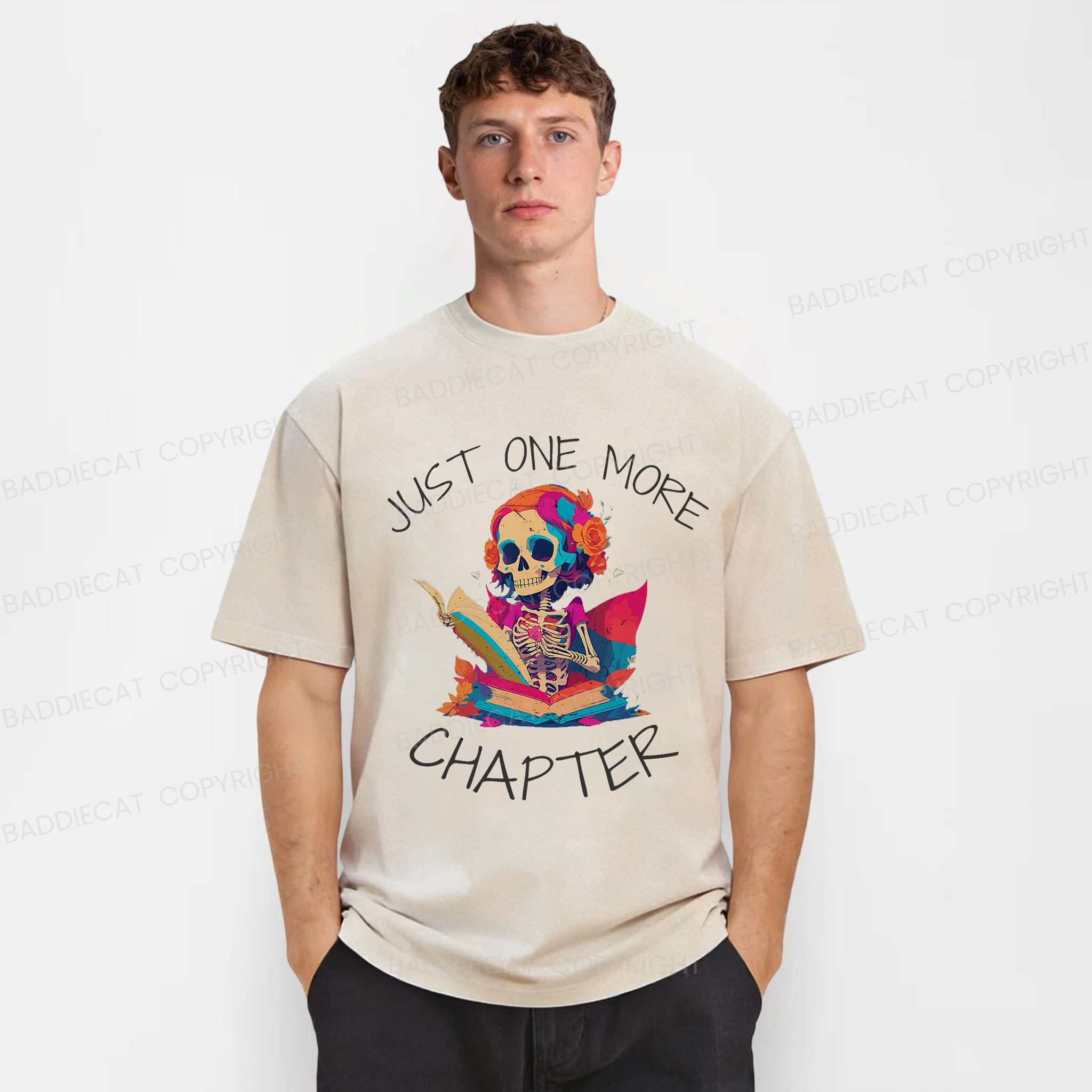 Baddiecat Just One More Chapter Washed T-shirt