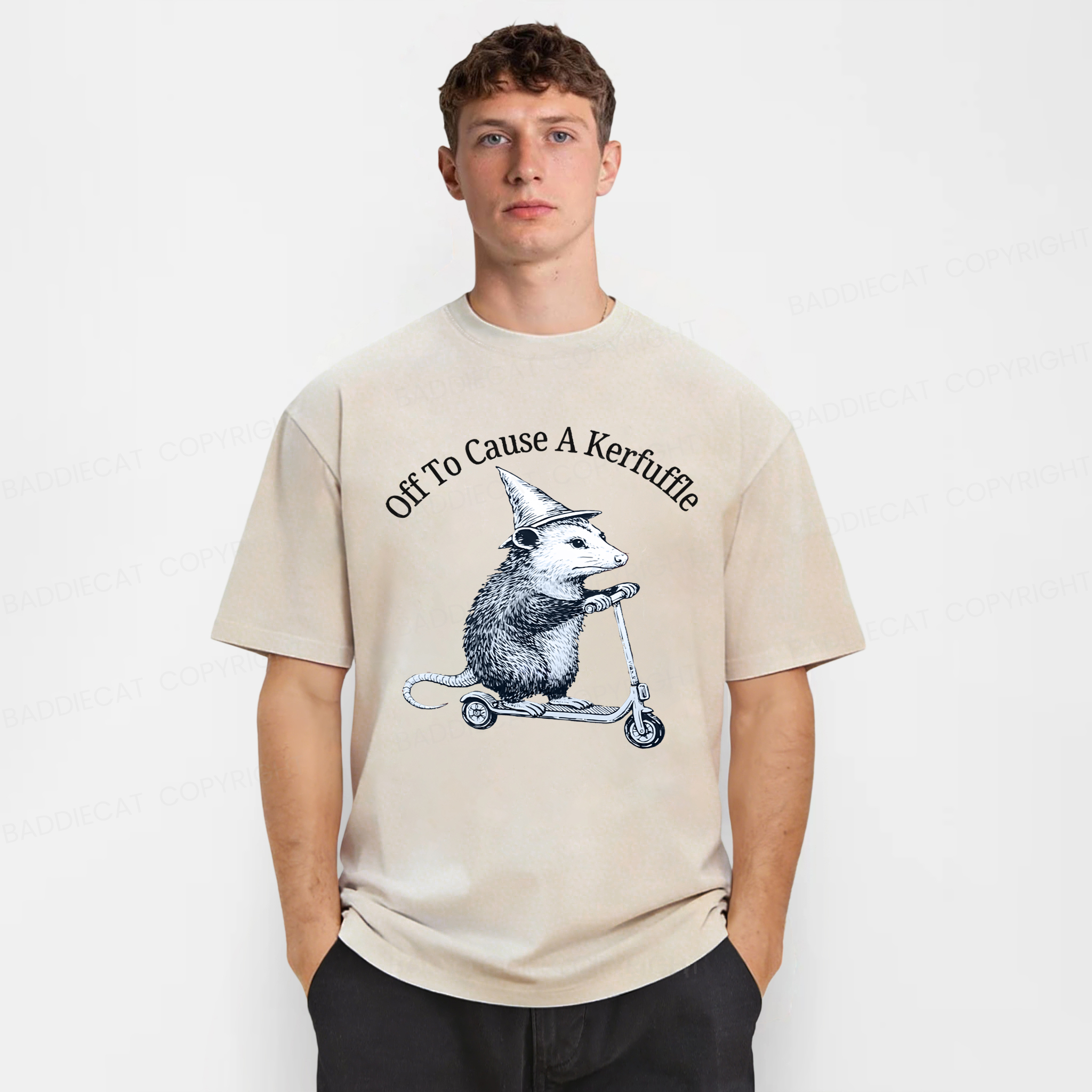 Baddiecat A Possum On A Scooter Washed T-shirt