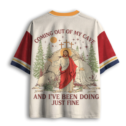 Baddiecat Jesus Coming Out Of My Cave And I've Been Doing Just Fine Mesh Jersey