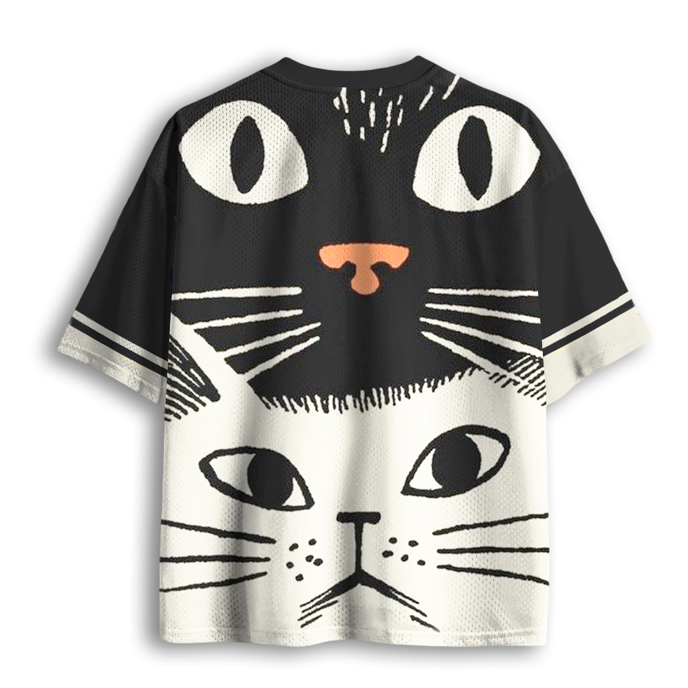 Baddiecat Black White Cats Mesh Jersey