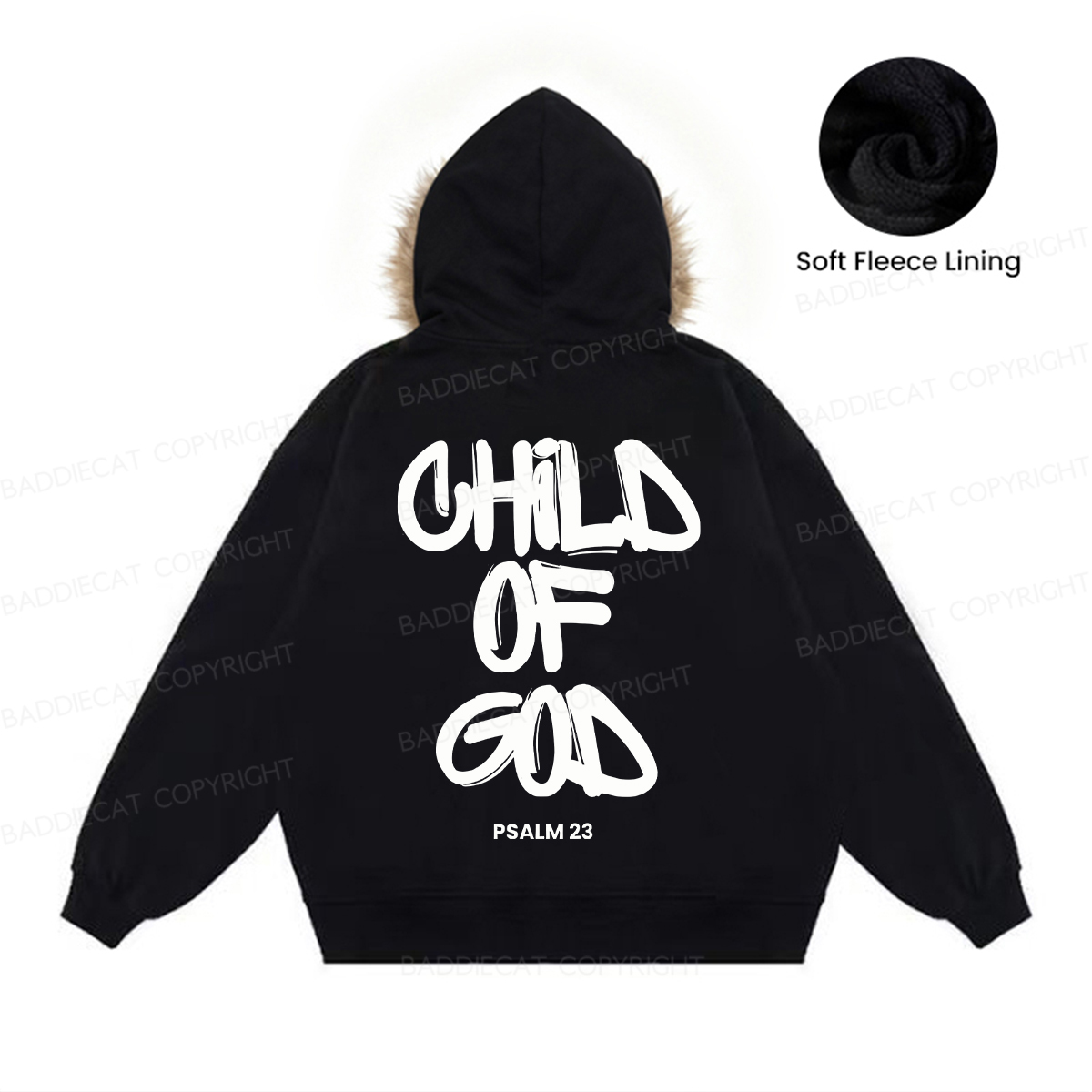 Baddiecat Child Of God Faux Fur Collar Fleece Jacket