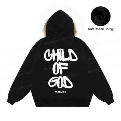 Baddiecat Child Of God Faux Fur Collar Fleece Jacket