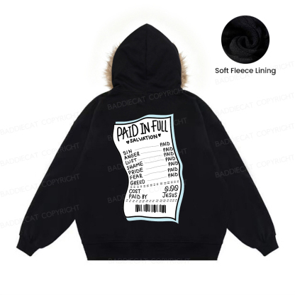 Baddiecat Paid In Full Salvation Faux Fur Collar Fleece Jacket