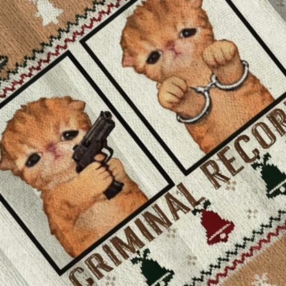 Baddiecat Criminal Record Christmas Ugly Sweatshirt