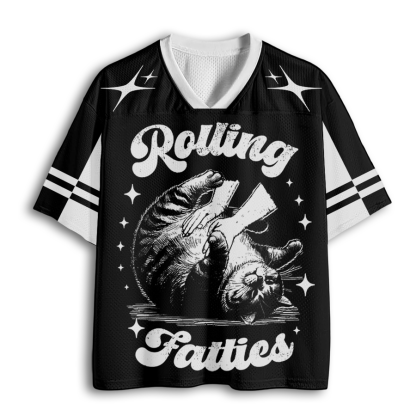 Baddiecat Retro Funny Rolling Fatties 90s Vintage Sarcastic Cat Mesh Jersey