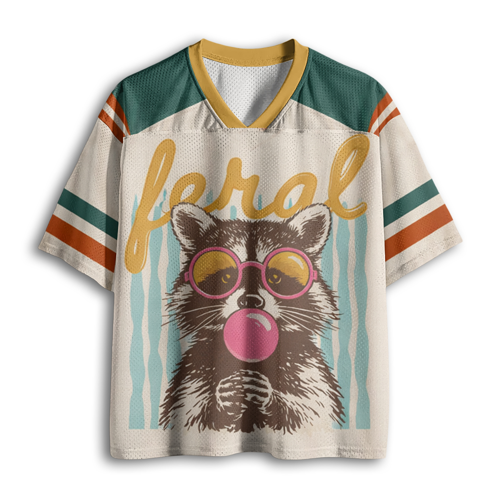 Baddiecat Feral Girl Summer Raccoon Meme Mesh Jersey