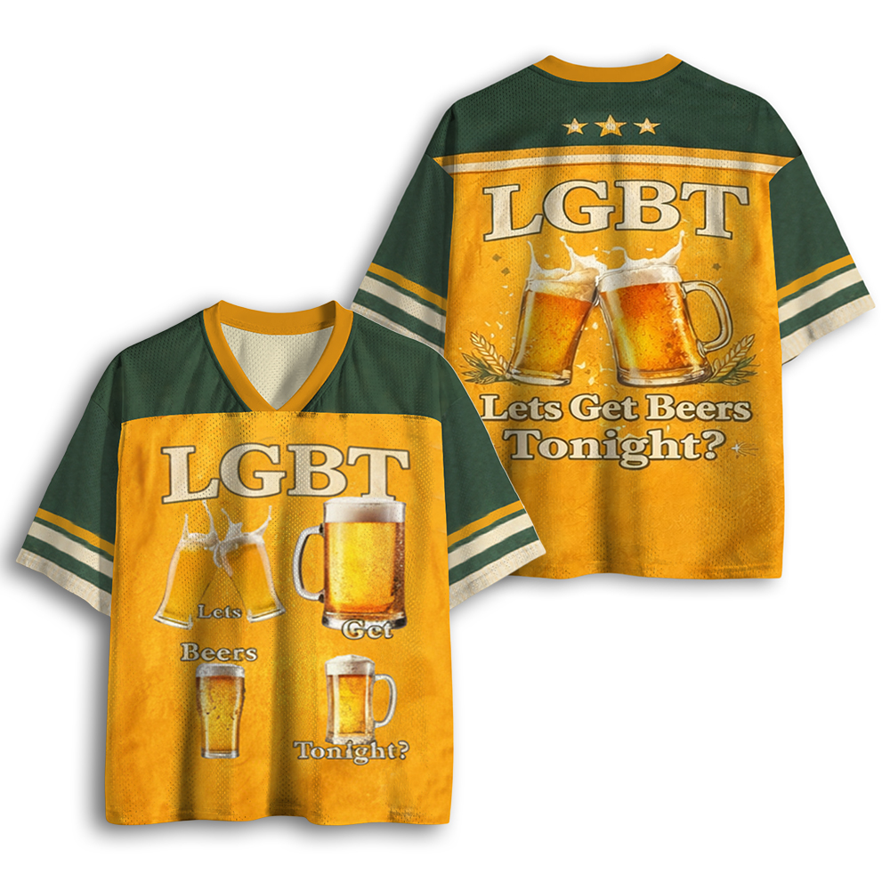 Baddiecat LGBT Lets Get Beers Tonight Mesh Jersey