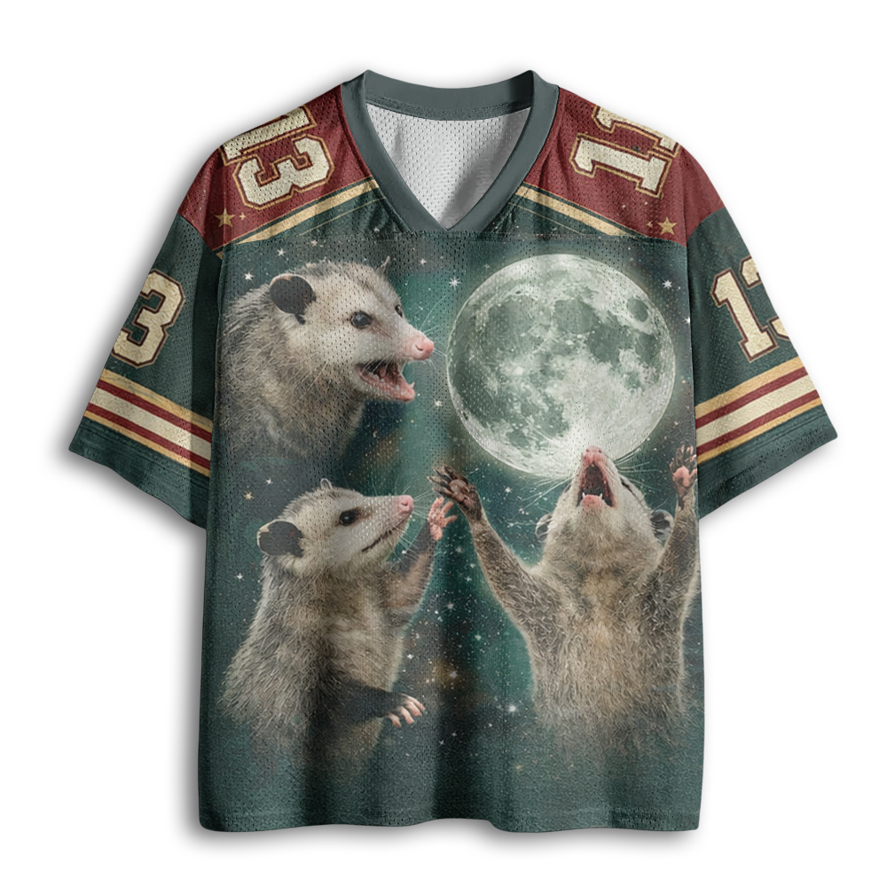 Baddiecat Opossum Howling At Moon Mesh Jersey