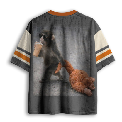 Baddiecat Baby Monkey Punch Drinking Iced Coffee Mesh Jersey
