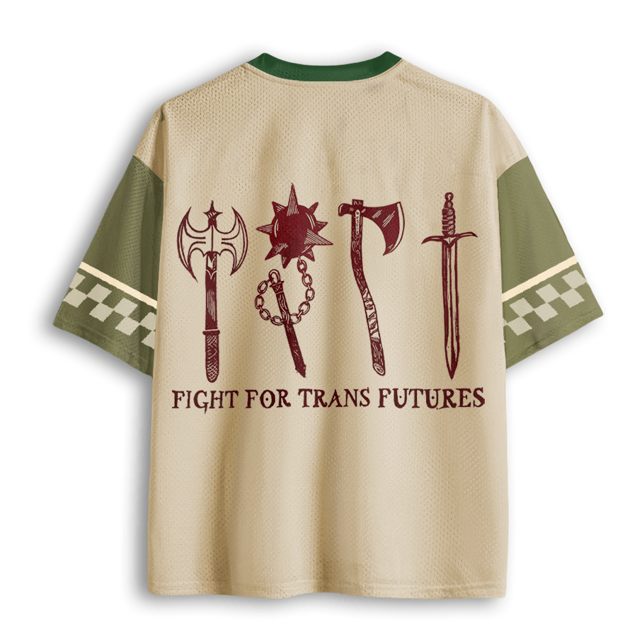 Baddiecat Fight For Trans Futures Block-Printed Mesh Jersey