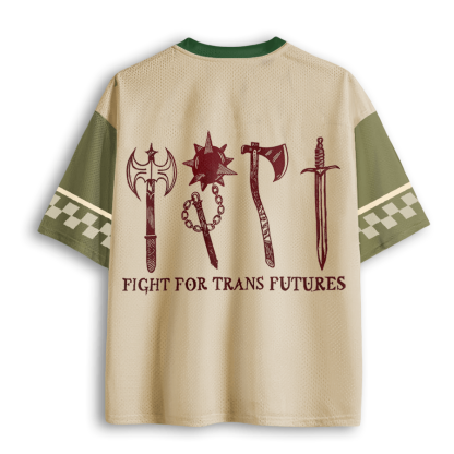 Baddiecat Fight For Trans Futures Block-Printed Mesh Jersey
