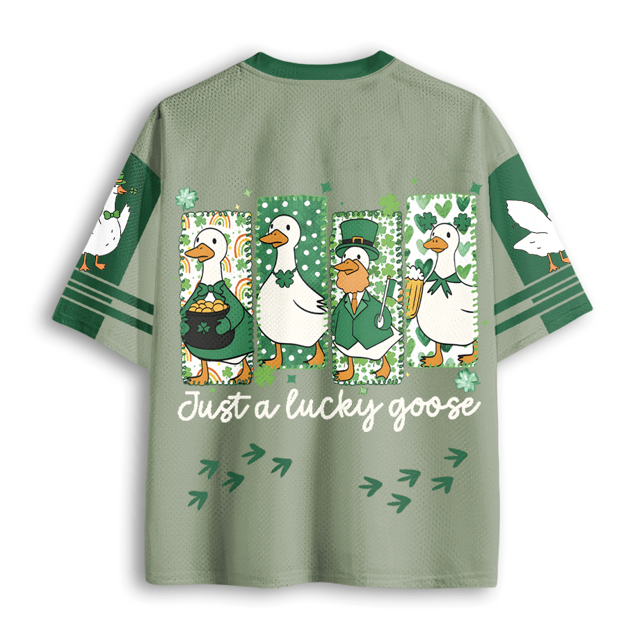 Baddiecat Funny St Patrick Goose Holiday Goose Top Mesh Jersey