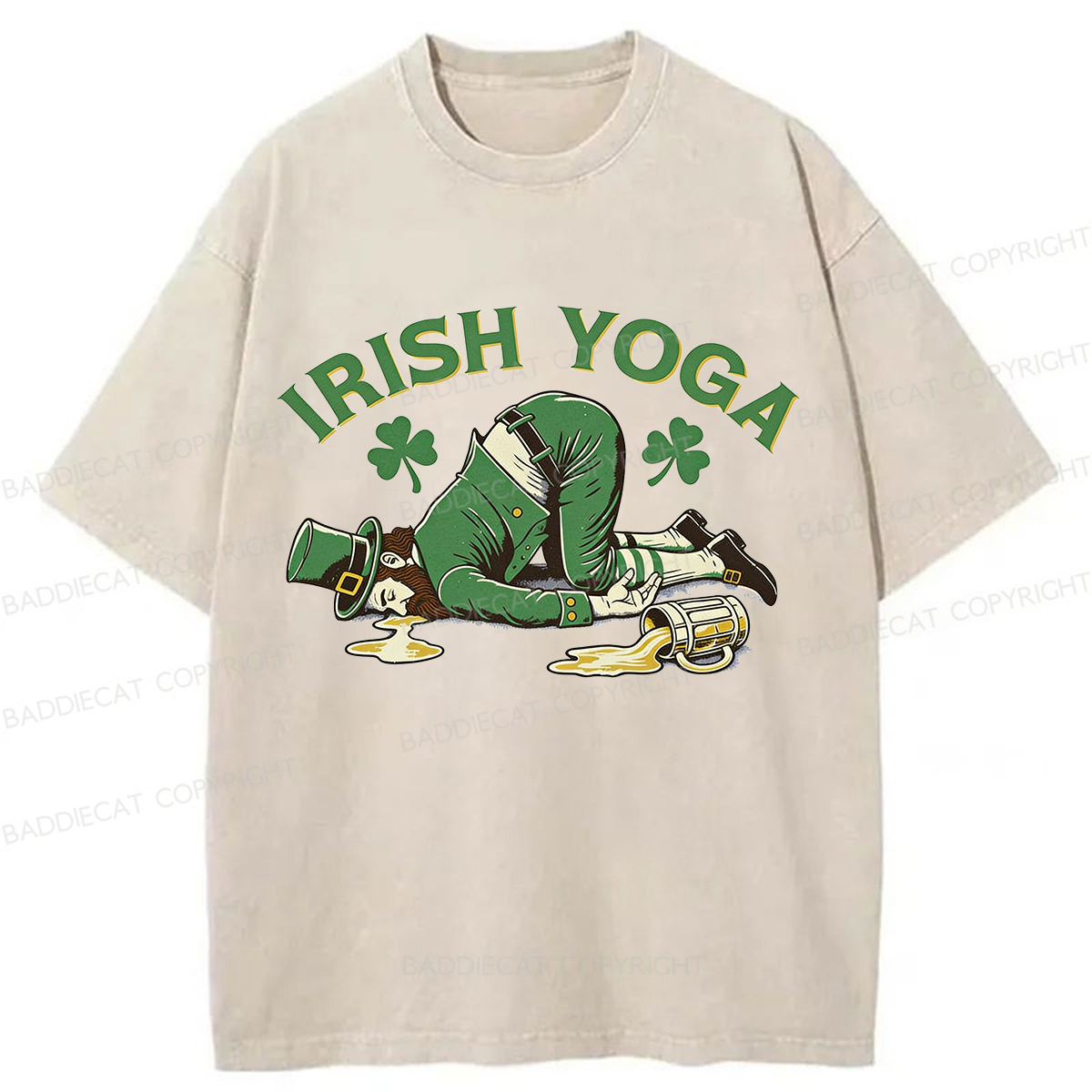 Baddiecat Irish Yoga Washed T-shirt