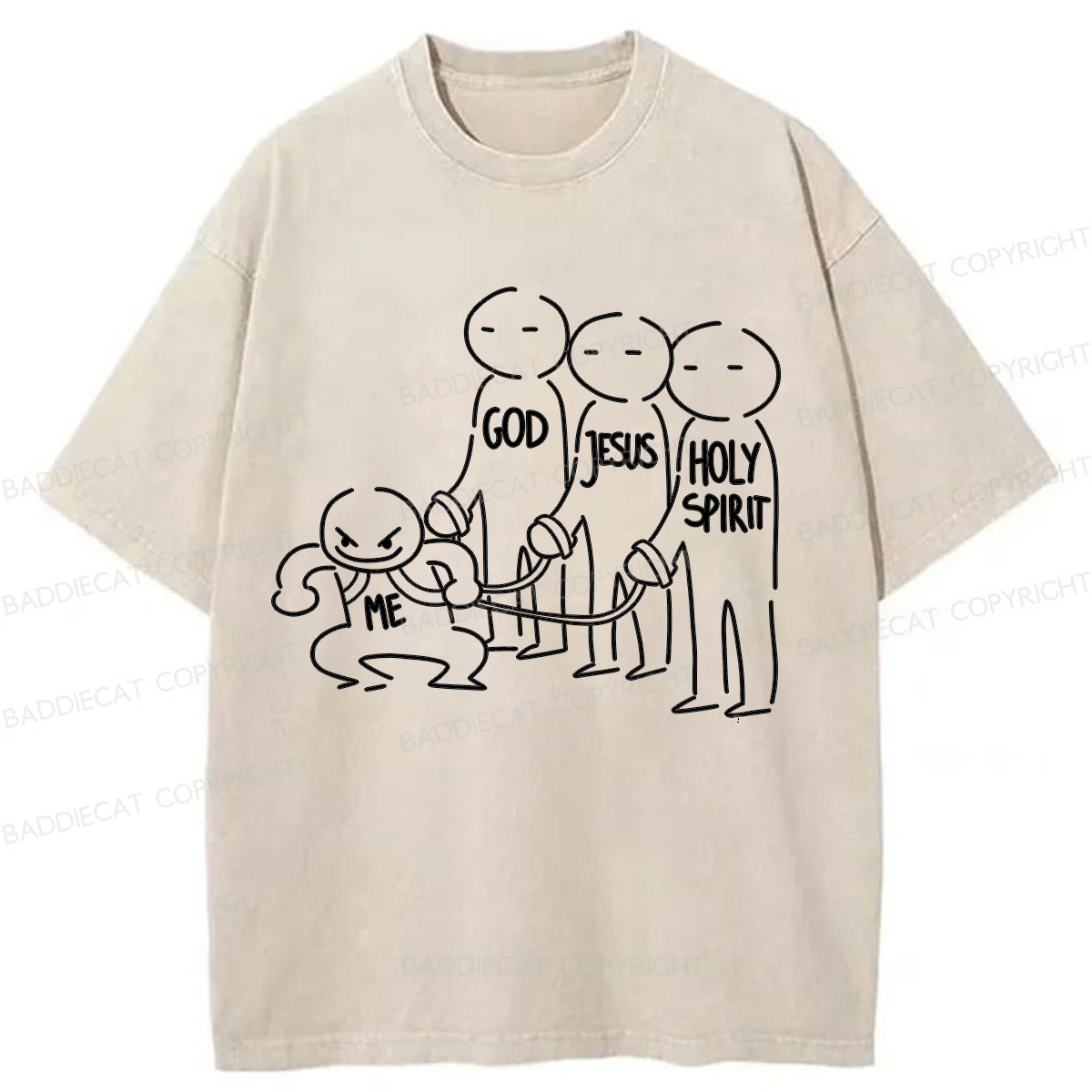 Baddiecat Being Pulled Washed T-shirt