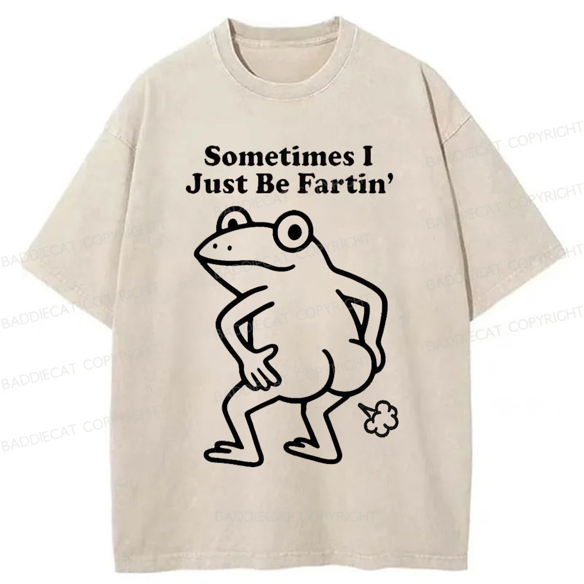 Baddiecat Farting Frog Washed T-shirt