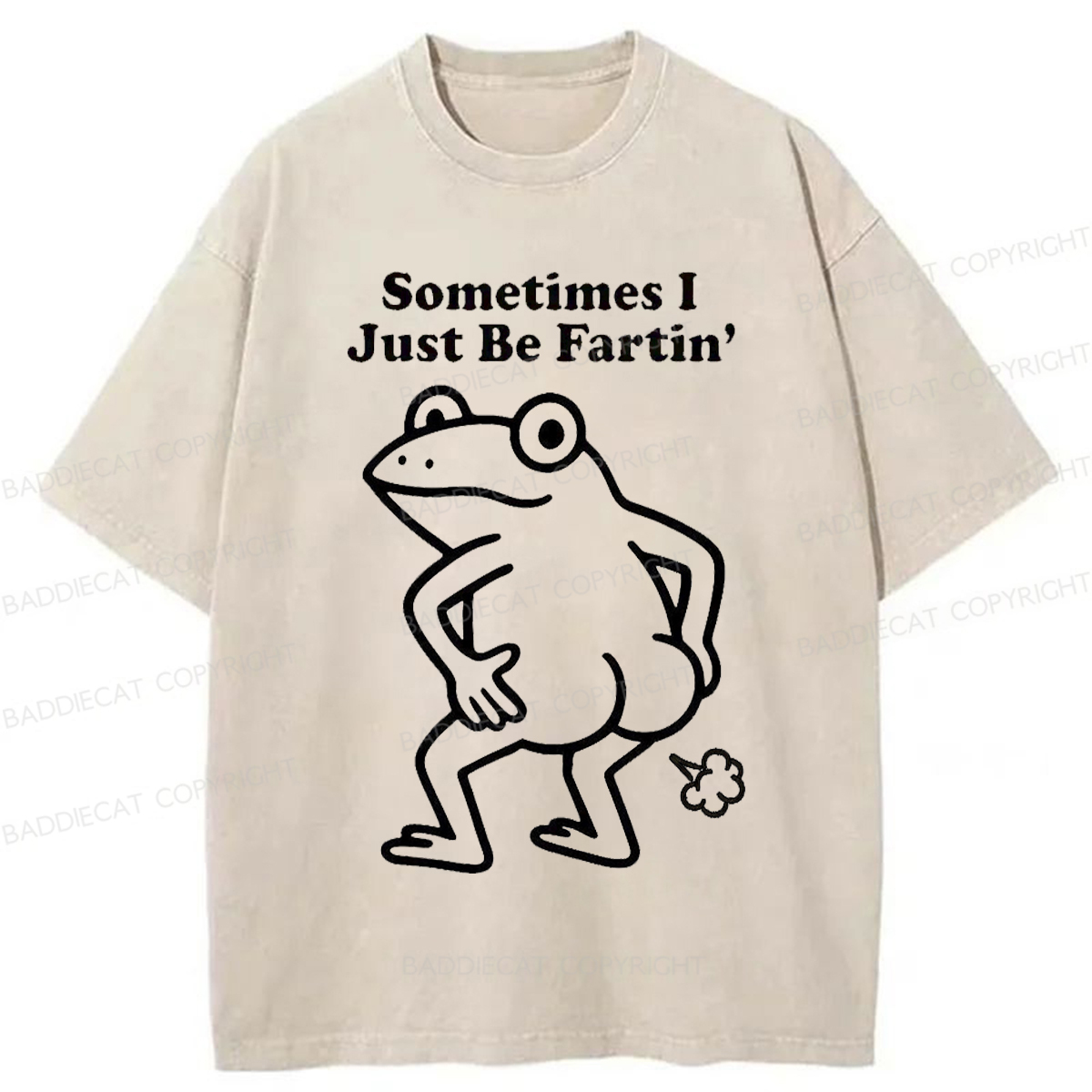 Baddiecat Farting Frog Washed T-shirt