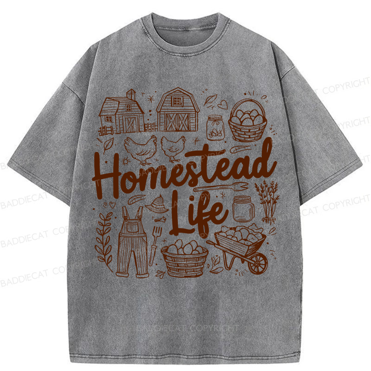 Baddiecat Homestead Life Washed T-shirt