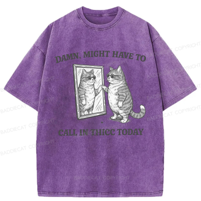 Baddiecat Might Have To Call In Thicc Today Washed T-shirt