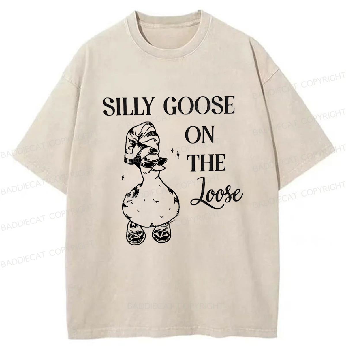 Baddiecat Silly Goose On The Loose Washed T-shirt